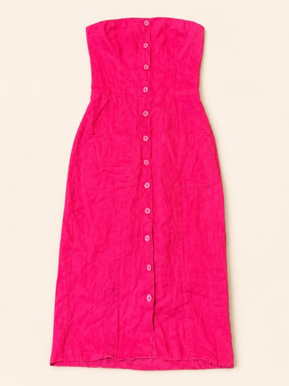 Reformation Prescott Linen Dress Dragonfruit Pink Size 6